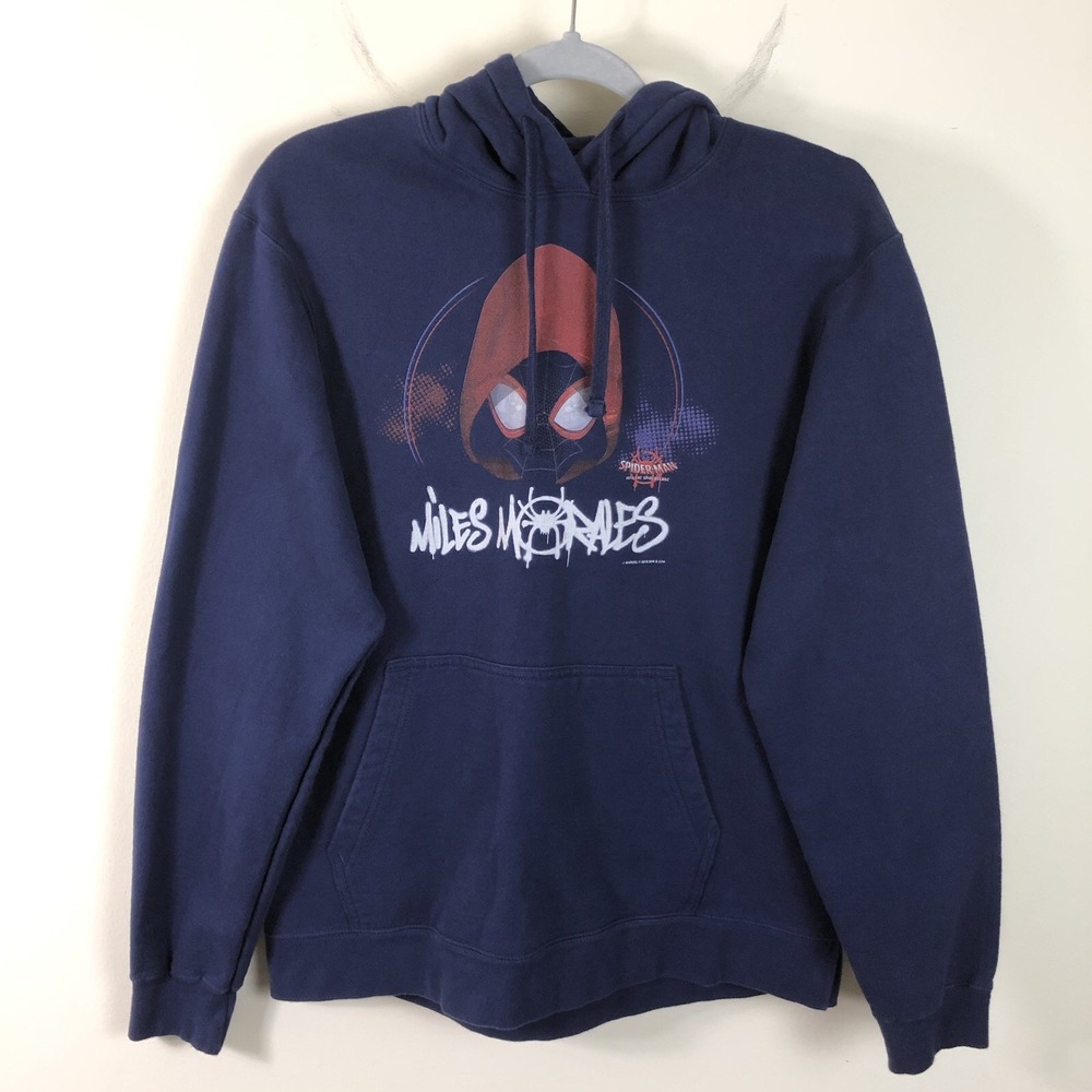 Marvel Spider-Man Miles Morales Pullover Sweatshirt Hoodie Mens Sz M Navy Red